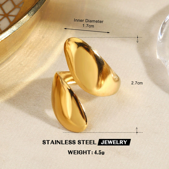 Women's Stainless Steel Geometric Line Ring With Electroplated Finish Bold Light Luxury Fashion Jewelry