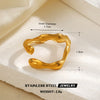 Women's Stainless Steel Geometric Line Ring With Electroplated Finish Irregular Hollow Open Statement Jewelry