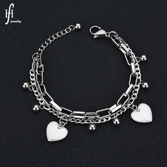 Women's Stainless Steel Geometric Love Heart Electroplated Bracelet