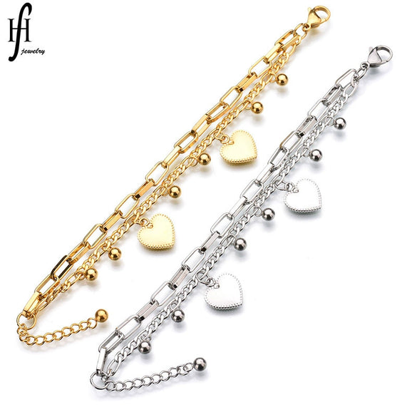 Women's Stainless Steel Geometric Love Heart Electroplated Bracelet