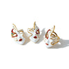 Women's Stainless Steel Geometric Mask Pattern Earrings And Ring Set With Enamel Detail And 18K Vacuum Plated Finish