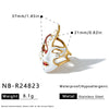 Women's Stainless Steel Geometric Mask Pattern Earrings And Ring Set With Enamel Detail And 18K Vacuum Plated Finish