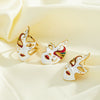 Women's Stainless Steel Geometric Mask Pattern Earrings And Ring Set With Enamel Detail And 18K Vacuum Plated Finish