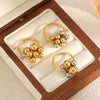Women's Stainless Steel Geometric Metal Ball Ring Jewelry With Electroplating