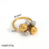 Women's Stainless Steel Geometric Metal Ball Ring Jewelry With Electroplating