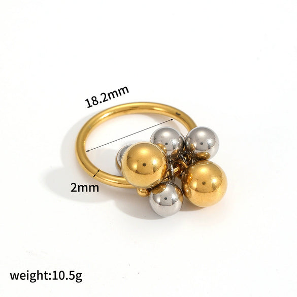 Women's Stainless Steel Geometric Metal Ball Ring Jewelry With Electroplating
