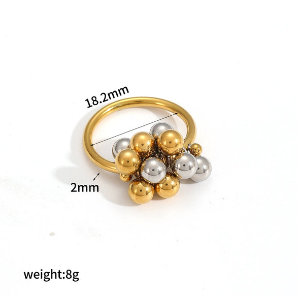 Women's Stainless Steel Geometric Metal Ball Ring Jewelry With Electroplating