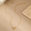 Women's Stainless Steel Geometric Minimalist Design Electroplated Imitation Pearl Pendant Necklace