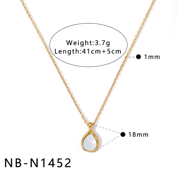 Women's Stainless Steel Geometric Mother Of Pearl Long Necklace With 18K Gold Vacuum Plating Minimalist Light Luxury Chain