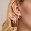 Women's Stainless Steel Geometric Multilayer Hoop Earrings With Sparkling Zirconia Accents And Plated Finish