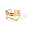 Women's Stainless Steel Geometric Multilayer Water Ripple Open Ring Accessories With Electroplating
