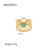 Women's Stainless Steel Geometric Multilayer Wide Ring Electroplated With 18K Gold And Blue Tianhe Stone Nonfading