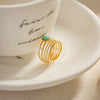 Women's Stainless Steel Geometric Multilayer Wide Ring Electroplated With 18K Gold And Blue Tianhe Stone Nonfading