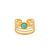 Women's Stainless Steel Geometric Multilayer Wide Ring Electroplated With 18K Gold And Blue Tianhe Stone Nonfading