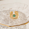 Women's Stainless Steel Geometric Multilayer Wide Ring Electroplated With 18K Gold And Blue Tianhe Stone Nonfading