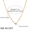 Women's Stainless Steel Geometric Necklace With Water Drop And Square Zircon Inlay 18K Vacuum Plated Non Fading Jewelry
