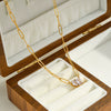 Women's Stainless Steel Geometric Necklace With Water Drop And Square Zircon Inlay 18K Vacuum Plated Non Fading Jewelry
