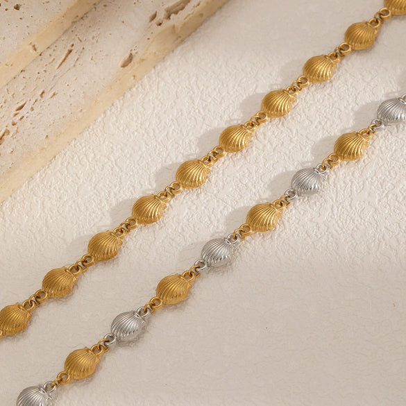 Women's Stainless Steel Geometric Ocean Style Bracelet Necklace With 18K Gold Plated Electroplating Light Luxury No Fading