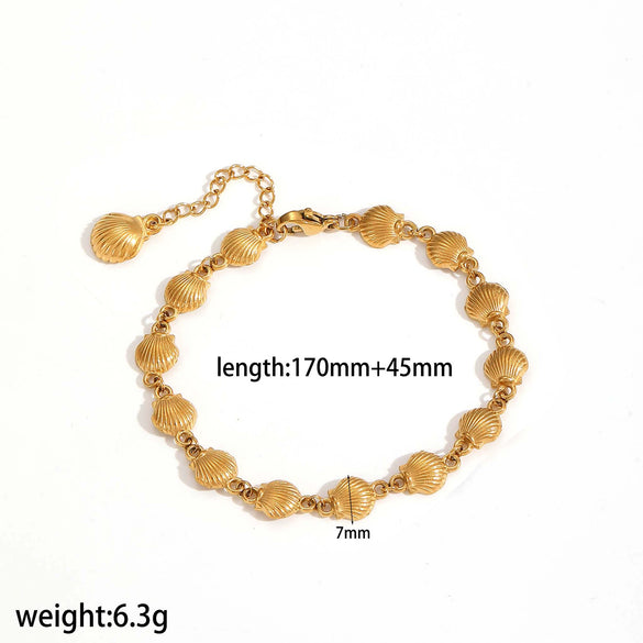 Women's Stainless Steel Geometric Ocean Style Bracelet Necklace With 18K Gold Plated Electroplating Light Luxury No Fading