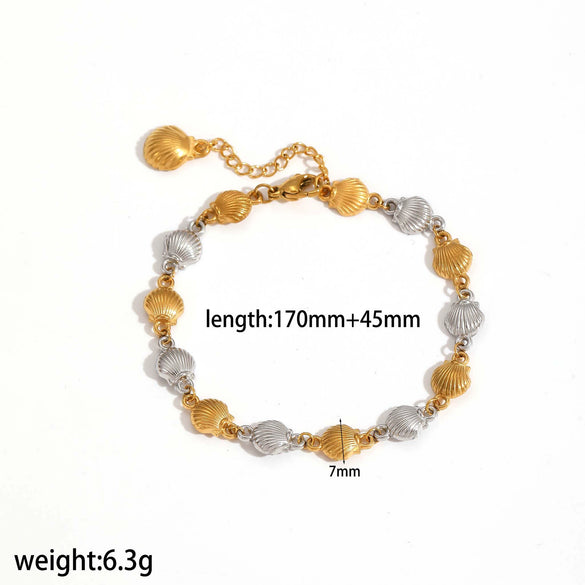Women's Stainless Steel Geometric Ocean Style Bracelet Necklace With 18K Gold Plated Electroplating Light Luxury No Fading