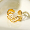 Women's Stainless Steel Geometric Oil Dripping Wavy Open Ring With Electroplating