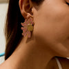 Women's Stainless Steel Geometric Oil Drop Earrings With Electroplating And Plants Flowers Style
