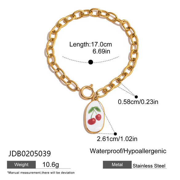 Women's Stainless Steel Geometric Oildrip Cherry Mittens Bracelet Electroplated Light Luxury Highend Jewelry