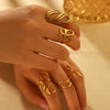 Women's Stainless Steel Geometric Open Adjustable Ring With Electroplating