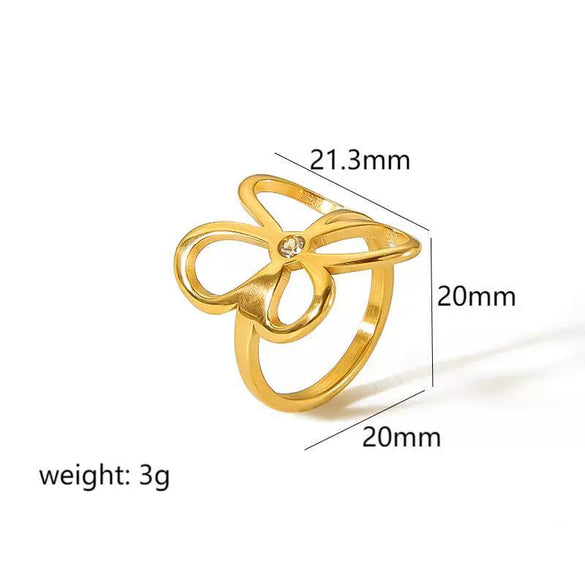 Women's Stainless Steel Geometric Open Adjustable Ring With Electroplating
