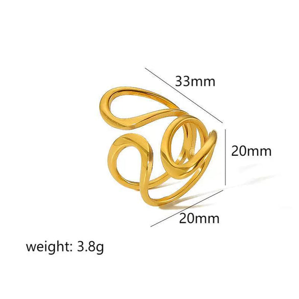 Women's Stainless Steel Geometric Open Adjustable Ring With Electroplating