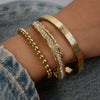 Women's Stainless Steel Geometric Open Beaded Bracelet With Electroplating Titanium Steel And Zircon Jewelry