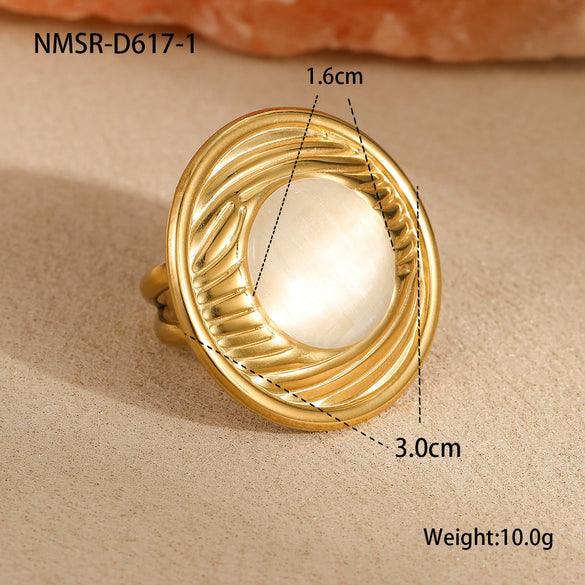 Women's Stainless Steel Geometric Open Ring Earrings With Electroplating In Fashion Style