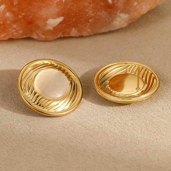 Women's Stainless Steel Geometric Open Ring Earrings With Electroplating In Fashion Style