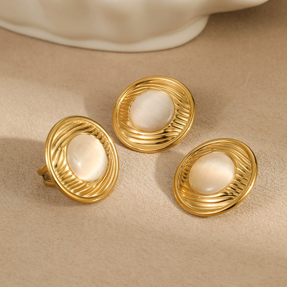 Women's Stainless Steel Geometric Open Ring Earrings With Electroplating In Fashion Style