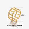 Women's Stainless Steel Geometric Opening Adjustable Ring 18K Gold Plated