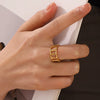 Women's Stainless Steel Geometric Opening Adjustable Ring 18K Gold Plated