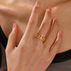 Women's Stainless Steel Geometric Opening Adjustable Ring 18K Gold Plated