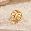 Women's Stainless Steel Geometric Opening Adjustable Ring 18K Gold Plated