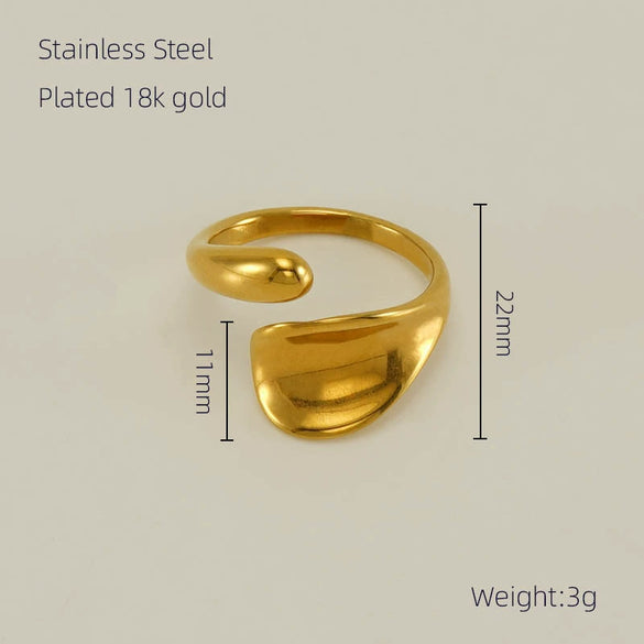 Women's 316L Stainless Steel Geometric Opening Ring Jewelry With Electroplating Design