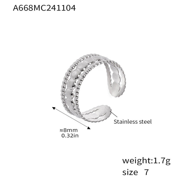 Women's 316L Stainless Steel Geometric Opening Ring 18K Gold Plated Daily Niche Accessories