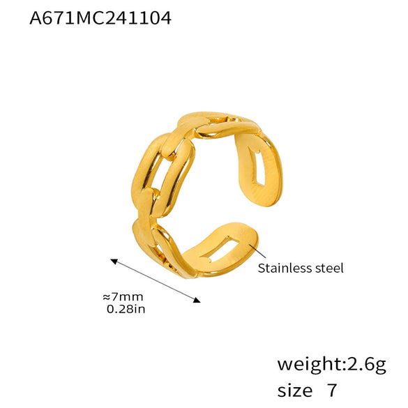 Women's 316L Stainless Steel Geometric Opening Ring 18K Gold Plated Daily Niche Accessories