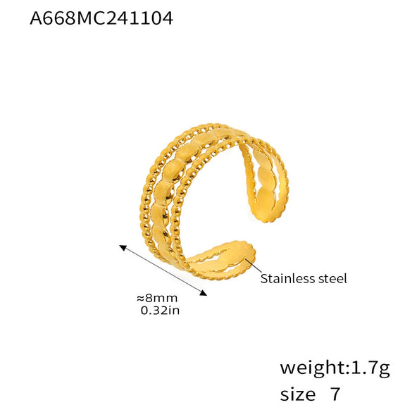 Women's 316L Stainless Steel Geometric Opening Ring 18K Gold Plated Daily Niche Accessories