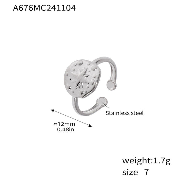 Women's 316L Stainless Steel Geometric Opening Ring 18K Gold Plated Daily Niche Accessories