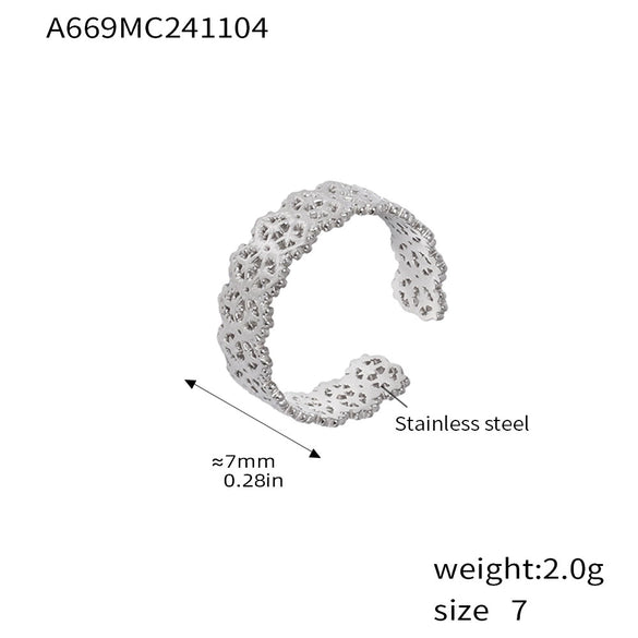 Women's 316L Stainless Steel Geometric Opening Ring 18K Gold Plated Daily Niche Accessories