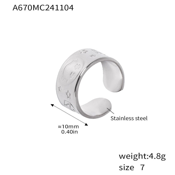 Women's 316L Stainless Steel Geometric Opening Ring 18K Gold Plated Daily Niche Accessories