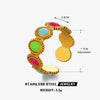 Women's Stainless Steel Geometric Oval Ring With Color Oil Dropping And Electroplating