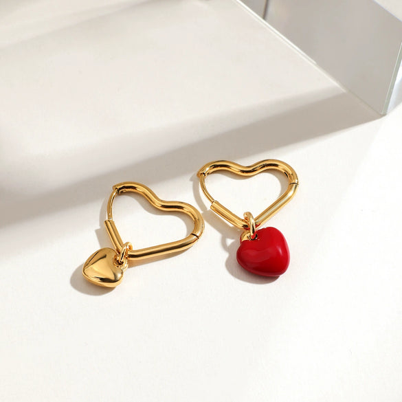Women's Stainless Steel Geometric Pattern Pin Plated 18K Gold Light Luxury Niche Love Pendant Earrings