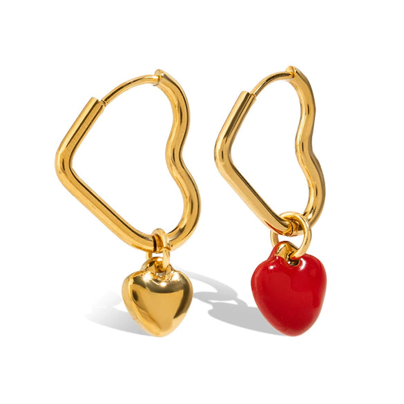 Women's Stainless Steel Geometric Pattern Pin Plated 18K Gold Light Luxury Niche Love Pendant Earrings