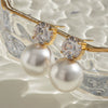Women's Stainless Steel Geometric Pearl Zircon Earrings With Electroplating