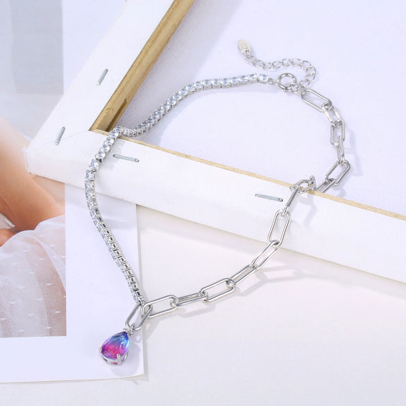 Women's Stainless Steel Geometric Pendant Clavicle Necklace With Electroplated Natural Style Design